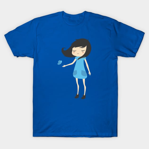 Girl and Butterfly T-Shirt by Freeminds